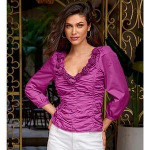 Boston Proper size 8 top never worn.  Color is more of a cranberry